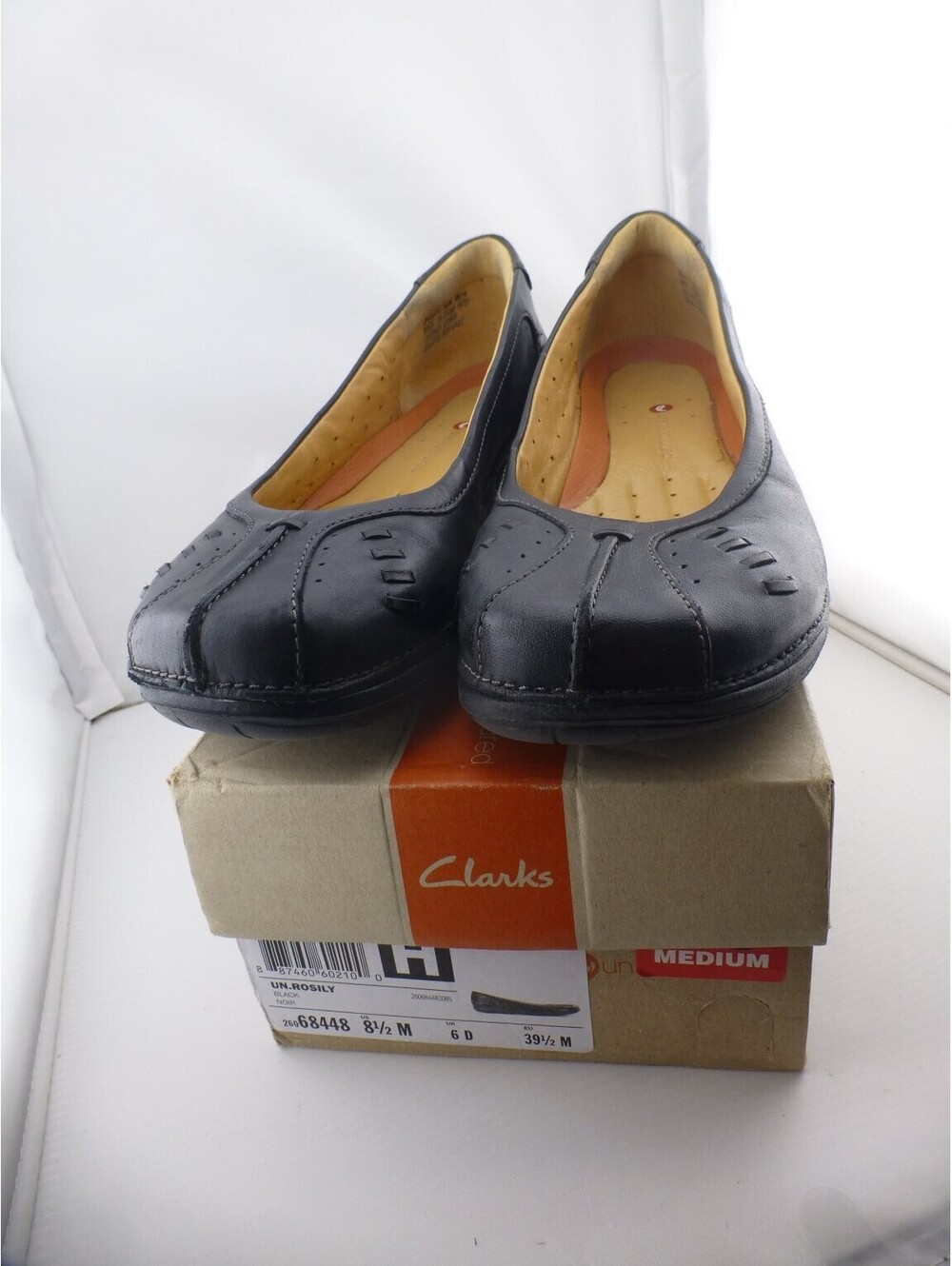Clarks Un.Rosily Women's Black Leather Unstructured Comfort Flats US 8.5 M - S1